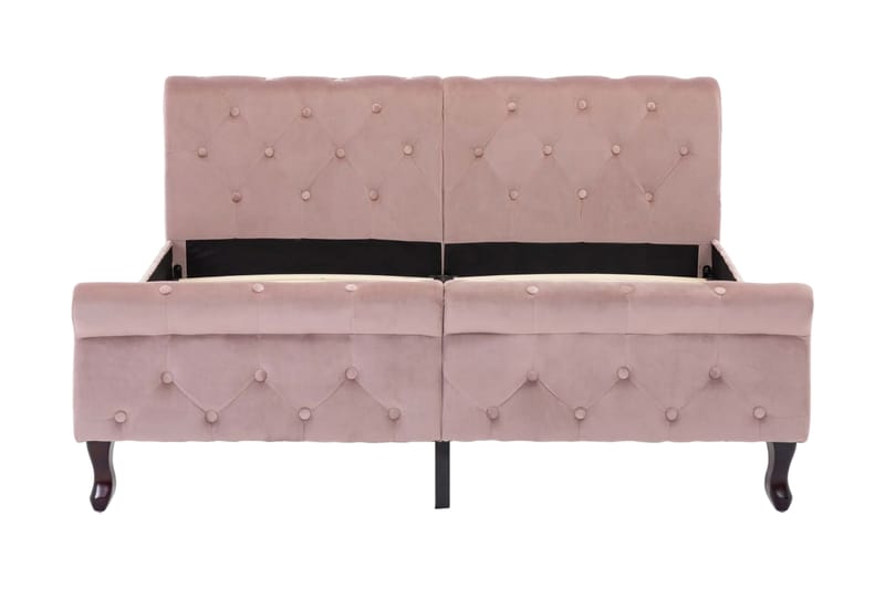 Sängram rosa sammet 140x200 cm - Rosa - Sängram & sängstomme