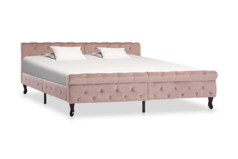 Sängram rosa sammet 180x200 cm - Rosa - Sängram & sängstomme