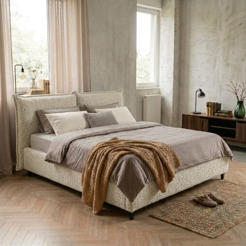 Sängram Rynorin 140x200 cm med Lyftförvaring - beige - Möbler - Säng - Sängram & sängstomme