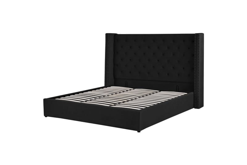 Sängram Säng med förvaring Lubbon Black||Silver 180x200 - Möbler - Säng - Säng med förvaring