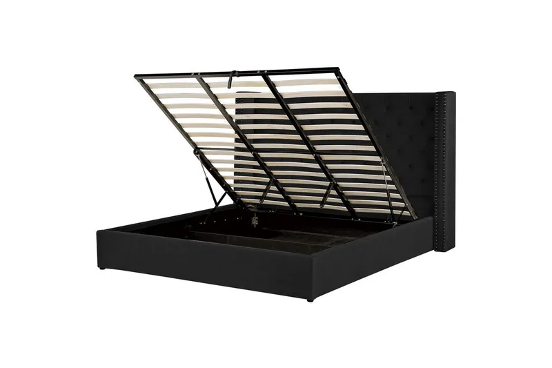 Sängram Säng med förvaring Lubbon Black||Silver 180x200 - Möbler - Säng - Säng med förvaring