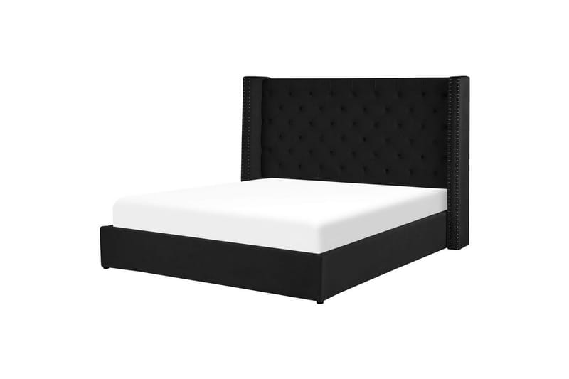 Sängram Säng med förvaring Lubbon Black||Silver 180x200 - Möbler - Säng - Säng med förvaring