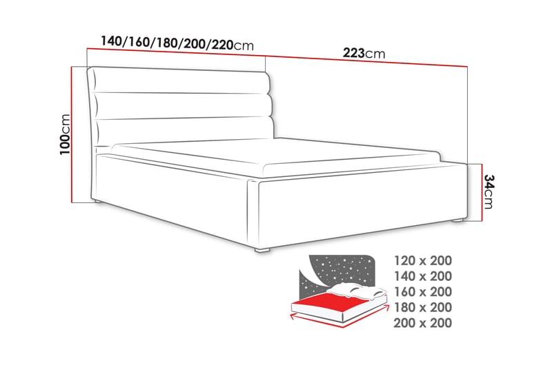 Adrianah Säng med Dold Förvaring 200x200 cm i Plysch med Sänggavel - Svart - Möbler - Säng - Sängram & sängstomme