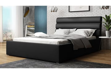 Adrianah Säng med Dold Förvaring 200x200 cm i Plysch med Sänggavel - Svart - Möbler - Säng - Sängram & sängstomme