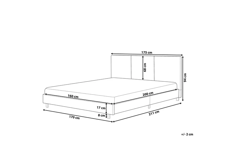 Albi Dubbelsäng 160x200 cm - Grå - Möbler - Säng - Sängram & sängstomme