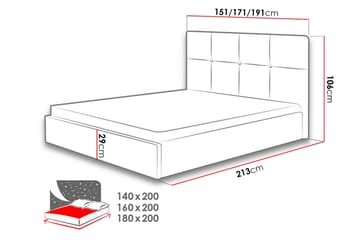 Allatessa Sängram 180x200 cmLED-belysning - Grå - Möbler - Säng - Sängram & sängstomme