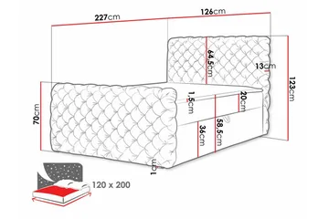 Almancil Komplett Sängpaket 120x200 cm med Sänggavel + Bäddmadrass med Fasthetsgrad Medium - Svart - Möbler - Säng - Sängram & sängstomme