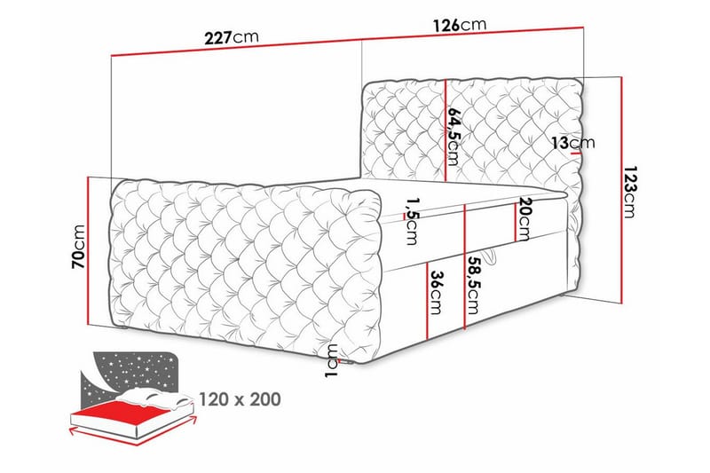 Almancil Komplett Sängpaket 120x200 cm med Sänggavel + Bäddmadrass med Fasthetsgrad Medium - Svart - Möbler - Säng - Sängram & sängstomme