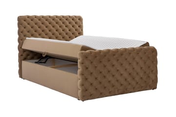 Almancil Komplett Sängpaket 140x200 cm med Sänggavel + Bäddmadrass med Fasthetsgrad Medium - Grön - Möbler - Säng - Sängram & sängstomme