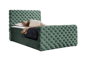 Almancil Komplett Sängpaket 140x200 cm med Sänggavel + Bäddmadrass med Fasthetsgrad Medium - Grön - Möbler - Säng - Sängram & sängstomme