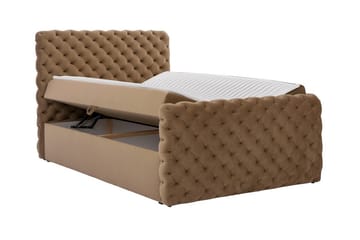 Almancil Komplett Sängpaket 140x200 cm med Sänggavel + Bäddmadrass med Fasthetsgrad Medium - Taupe - Möbler - Säng - Sängram & sängstomme