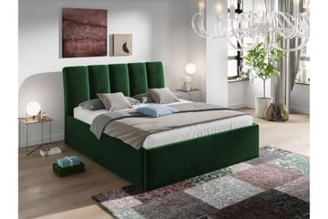 Aviemore Komplett Sängpaket 140x200 cm i Sammet med Förvaring + Sänggavel + Bäddmadrass - Grön - Möbler - Säng - Sängram & sängstomme