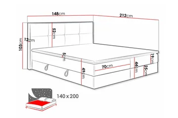 Aviemore Komplett Sängpaket 140x200 cm med Sänggavel + Bäddmadrass med Fasthetsgrad Medium - Mörkgrå - Möbler - Säng - Sängram & sängstomme