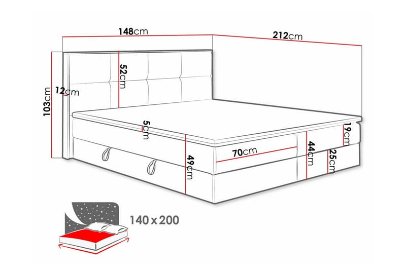 Aviemore Komplett Sängpaket 140x200 cm med Sänggavel + Bäddmadrass med Fasthetsgrad Medium - Mörkgrå - Möbler - Säng - Sängram & sängstomme