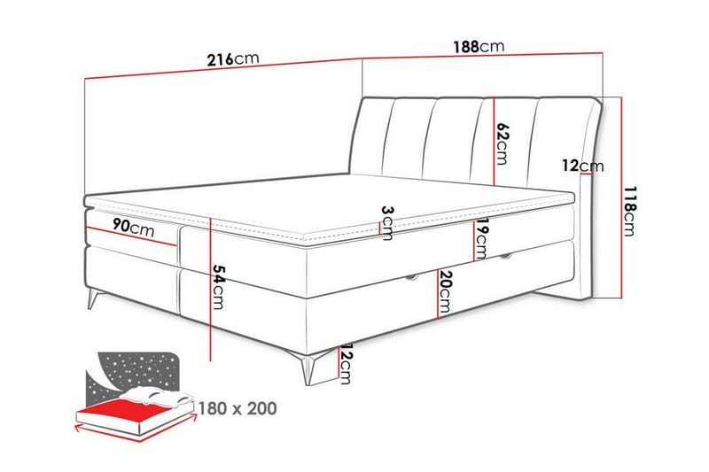 Aviemore Komplett Sängpaket 180x200 cm med Sänggavel + Bäddmadrass med Fasthetsgrad Medium - Grå - Möbler - Säng - Sängram & sängstomme
