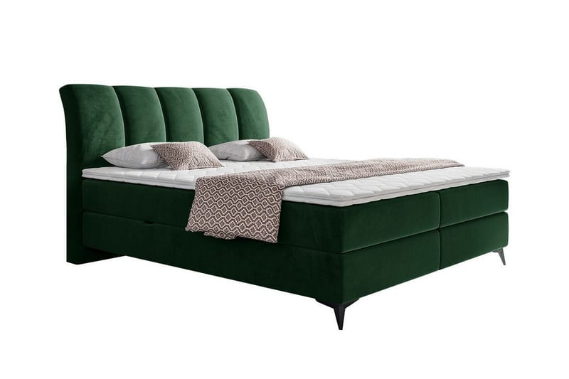 Aviemore Komplett Sängpaket med Förvaring 180x200 cm med Sänggavel + Bäddmadrass, Grön