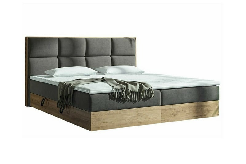 Aviemore Komplett Sängpaket med Förvaring 180x200 cm med Sänggavel + Bäddmadrass, Mörkgrå