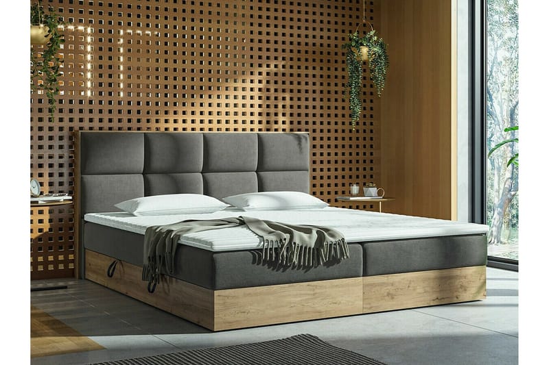 Aviemore Komplett Sängpaket med Förvaring 180x200 cm med Sänggavel + Bäddmadrass - Mörkgrå - Möbler - Säng - Sängram & sängstomme