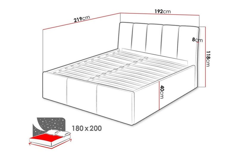 Aviemore Sängram med Förvaring 180x200 cm i Sammet med Sänggavel - Grå - Möbler - Säng - Sängram & sängstomme
