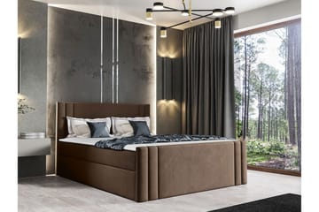 Betvallen Komplett Sängpaket 180x200 cm med Sänggavel + Bäddmadrass med Fasthetsgrad Medium - Brun - Möbler - Säng - Sängram & sängstomme