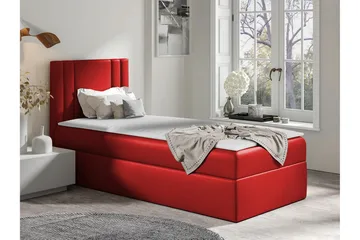 Betvallen Komplett Sängpaket 90x200 cm med Sänggavel + Bäddmadrass med Fasthetsgrad Medium - Röd - Möbler - Säng - Sängram & sängstomme
