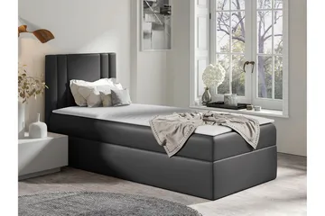 Betvallen Komplett Sängpaket med Förvaring 90x200 cm med Sänggavel + Bäddmadrass - Mörkgrå - Möbler - Säng - Sängram & sängstomme