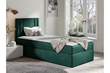 Betvallen Komplett Sängpaket med Förvaring 90x200 cm med Sänggavel + Bäddmadrass - Mörkgrön - Möbler - Säng - Sängram & sängstomme