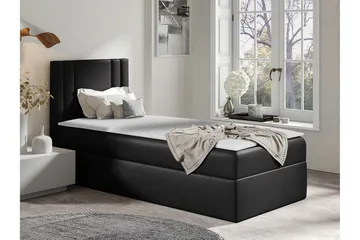 Betvallen Komplett Sängpaket med Förvaring 90x200 cm med Sänggavel + Bäddmadrass - Svart - Möbler - Säng - Sängram & sängstomme