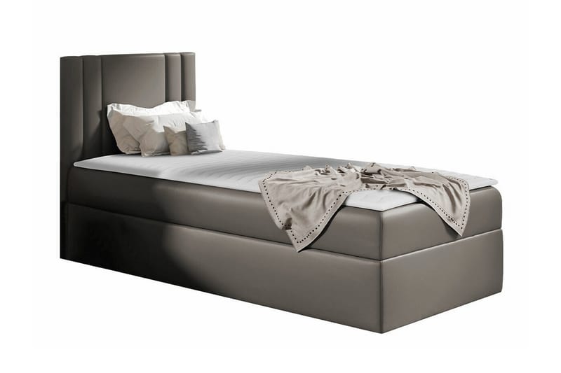 Betvallen Komplett Sängpaket med Förvaring 90x200 cm med Sänggavel + Bäddmadrass, Taupe