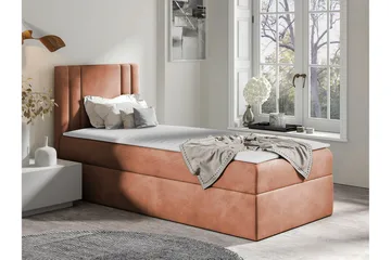 Betvallen Sängpaket 90x200 cm med Sänggavel + Bäddmadrass med Fasthetsgrad Medium - Terrakotta - Möbler - Säng - Sängram & sängstomme