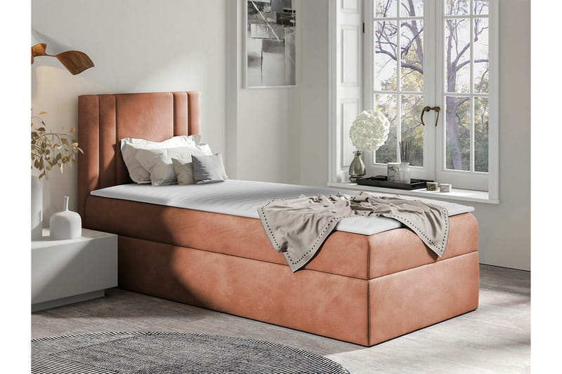 Betvallen Sängpaket 90x200 cm med Sänggavel + Bäddmadrass med Fasthetsgrad Medium - Terrakotta - Möbler - Säng - Sängram & sängstomme