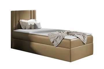 Betvallen Sängram med Förvaring 90x200 cm i Konstläder med Sänggavel - Brun - Möbler - Säng - Sängram & sängstomme