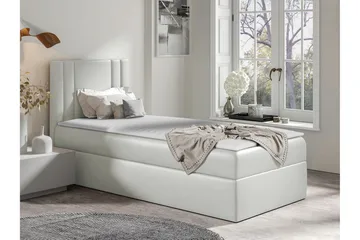 Betvallen Sängram med Förvaring 90x200 cm i Konstläder med Sänggavel - Vit - Möbler - Säng - Sängram & sängstomme