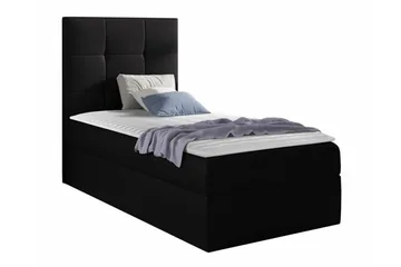 Boisdale Komplett Sängpaket 100x200 cm med Sänggavel + Bäddmadrass med Fasthetsgrad Medium - Svart - Möbler - Säng - Sängram & sängstomme