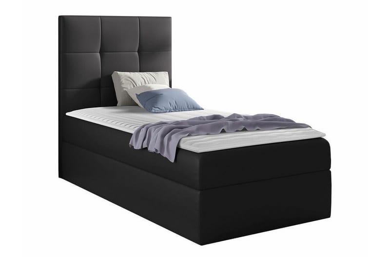 Boisdale Komplett Sängpaket med Förvaring 100x200 cm med Sänggavel + Bäddmadrass, Svart