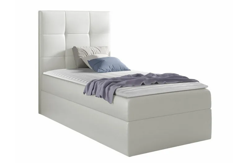 Boisdale Komplett Sängpaket med Förvaring 100x200 cm med Sänggavel + Bäddmadrass, Vit