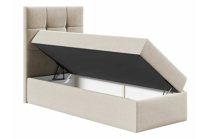 Boisdale Komplett Sängpaket med Förvaring 80x200 cm med Sänggavel + Bäddmadrass - Vit - Möbler - Säng - Sängram & sängstomme