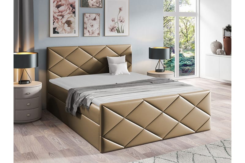 Boisdale Sängram 140x200 cm i Konstläder med Fasthetsgrad Medium - Mörkbeige - Möbler - Säng - Sängram & sängstomme
