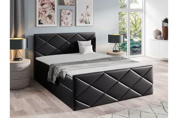 Boisdale Sängram 140x200 cm i Konstläder med Fasthetsgrad Medium - Svart - Möbler - Säng - Sängram & sängstomme