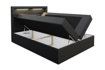 Boisdale Sängram 140x200 cm i Sammet med Förvaring och Sänggavel - Blå - Möbler - Säng - Sängram & sängstomme