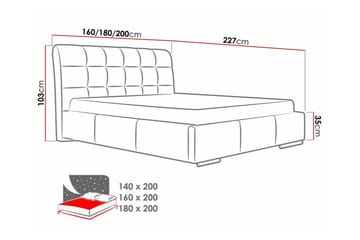 Boisdale Sängram 140x200 cm i Tyg med Förvaring och Sänggavel - Svart - Möbler - Säng - Sängram & sängstomme
