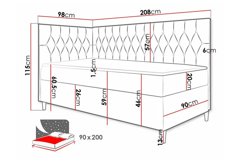 Boisdale Sängram 90x200 cm - Möbler - Säng - Sängram & sängstomme