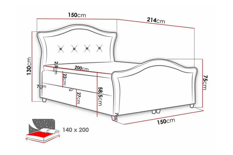 Boisdale Sängram med Förvaring 140x200 cm i Sammet med Fasthetsgrad Medium - Brun - Möbler - Säng - Sängram & sängstomme