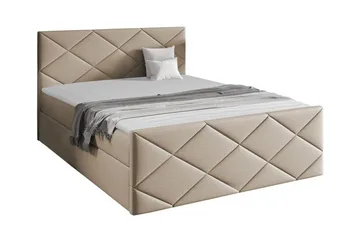 Boisdale Sängram med Förvaring 140x200 cm i Tyg med Fasthetsgrad Medium - Beige - Möbler - Säng - Sängram & sängstomme