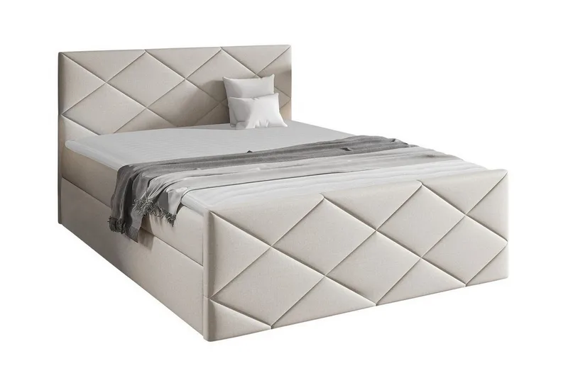Boisdale Sängram med Förvaring 140x200 cm i Tyg med Fasthetsgrad Medium, Beige