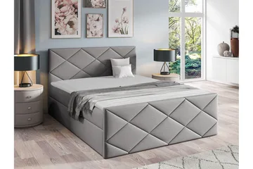 Boisdale Sängram med Förvaring 140x200 cm i Tyg med Fasthetsgrad Medium - Grå - Möbler - Säng - Sängram & sängstomme