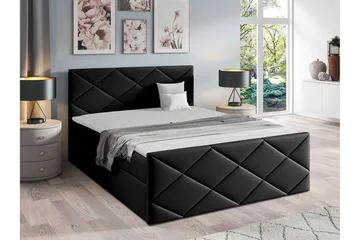 Boisdale Sängram med Förvaring 140x200 cm i Tyg med Fasthetsgrad Medium - Svart - Möbler - Säng - Sängram & sängstomme
