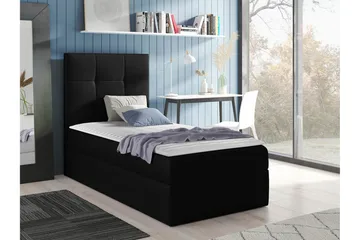 Boisdale Sängram med Förvaring 80x200 cm i Konstläder med Sänggavel - Svart - Möbler - Säng - Sängram & sängstomme