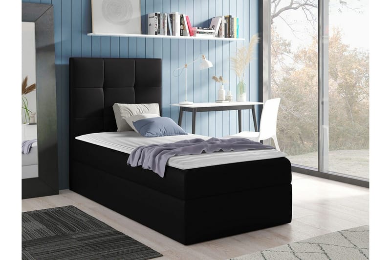 Boisdale Sängram med Förvaring 80x200 cm i Konstläder med Sänggavel - Svart - Möbler - Säng - Sängram & sängstomme