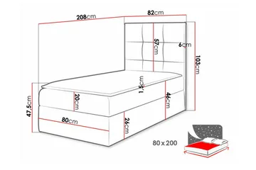 Boisdale Sängram med Förvaring 80x200 cm i Konstläder med Sänggavel - Svart - Möbler - Säng - Sängram & sängstomme